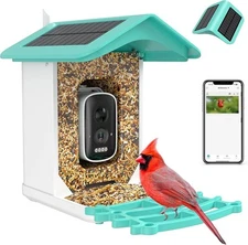Smart Bird Feeder, Solar Powered, Identify 11,000+ Birds with Al, 2K HD AUTO CAP