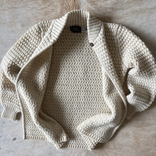 Vtg LeRoy Knitwear Shetland Wool Chunky Knit Cardigan Sweater Medium Fisherman - Picture 3 of 22