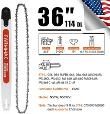 36'' Chainsaw Guide Bar 3/8" 0.063" 114DL Saw Chain For Stihl MS660 MS661 MS650