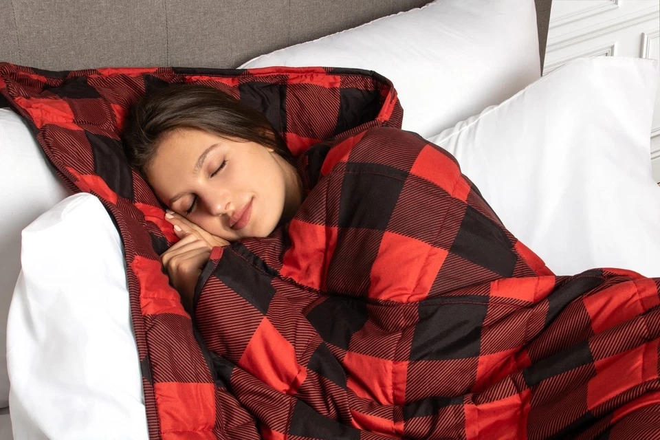 Printed Microfiber Weighted Blanket in Red and Black 48x72" - Image 3 of 4