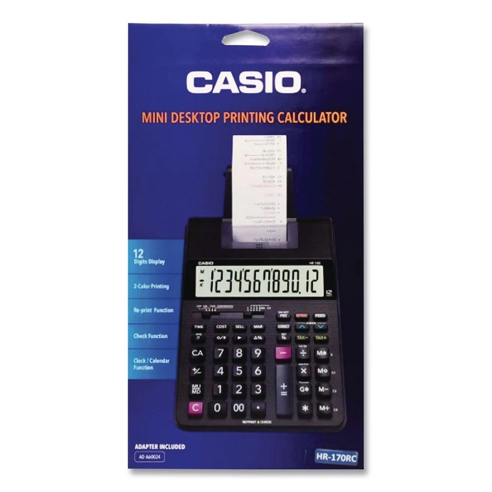 Casio HR170RC 2 Lines/Sec Printing Calculator - Black/Red Print New - Image 3 of 4