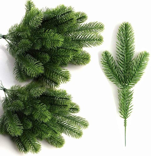 60 Pcs Artificial Pine Branches, Christmas Tree Filler Branches, Realistic Fa...