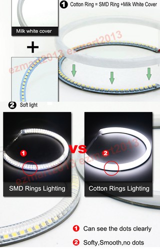 cotton LED halo rings for Ford Mustang GT 2013 2014 HID headlight fog light DRLs - Picture 5 of 19