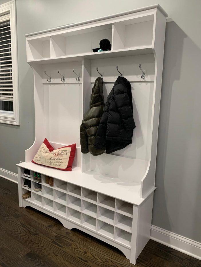Entryway Bench with Storage Shoe Cabinet, Mudroom Cubbie for 24