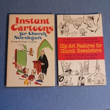 CHURCH NEWSLETTER PAIR - Instant Cartoons & Clip Art Features, Faith Memorabilia