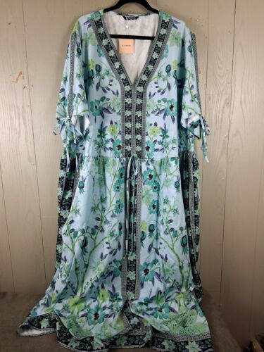 Bloomchic Maxi Dress 28 Floral Print Boho V Neck Adjustable Waist Half Sleeve