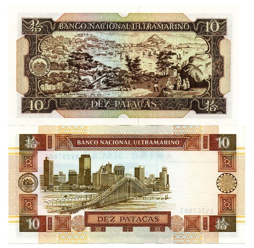 Macau Macao 10 (1984) + 10 (1991) Patacas 2 PCs UNC - Picture 2 of 2