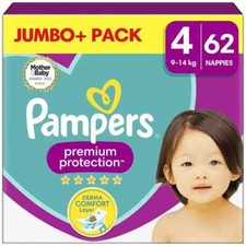 Pampers Baby Size 4 Nappy 9-14Kg Premium Protection Soft Jumbo+ Pack 70 Nappies 0.28 per nappy
