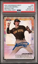 2021 Bowman's Best Signed Jackson Merrill Refractor #66 RC Autographed PSA 9/10