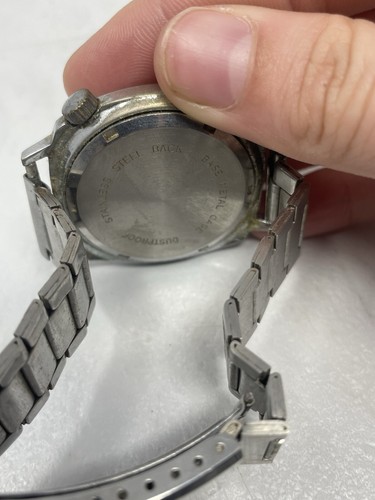 MENS VINTAGE 1960'S NELSON SWISS MOVEMENT WATCH DAY DATE COBALT DIAL NEEDS WORK - Picture 9 of 10
