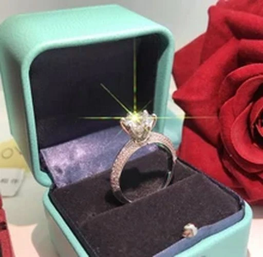 Anillos de circón cúbico de oro blanco para mujer joyería de moda dijes alianza de boda anillo de 3 mm Foto 4 de 4