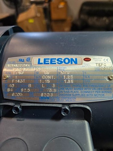 LEESON 1 HP 120122.00 C143T17FB4E Ac Motor 143T 3ph 1hp 1740rpm 575V NEW $399 - 第 9/9 張圖片