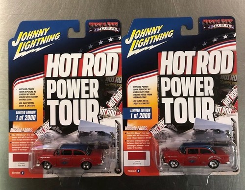 JOHNNY LIGHTNING 1955 CHEVY TWO-DOOR SEDAN ( LOT OF 2 ) HOT ROD POWER TOUR T12 - Picture 2 of 5