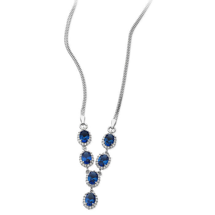 Sapphire Necklace Solid Sterling Silver 18