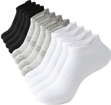 Womens Ankle Socks Athletic Running Low Cut Socks With Tab for Women White/Bl...