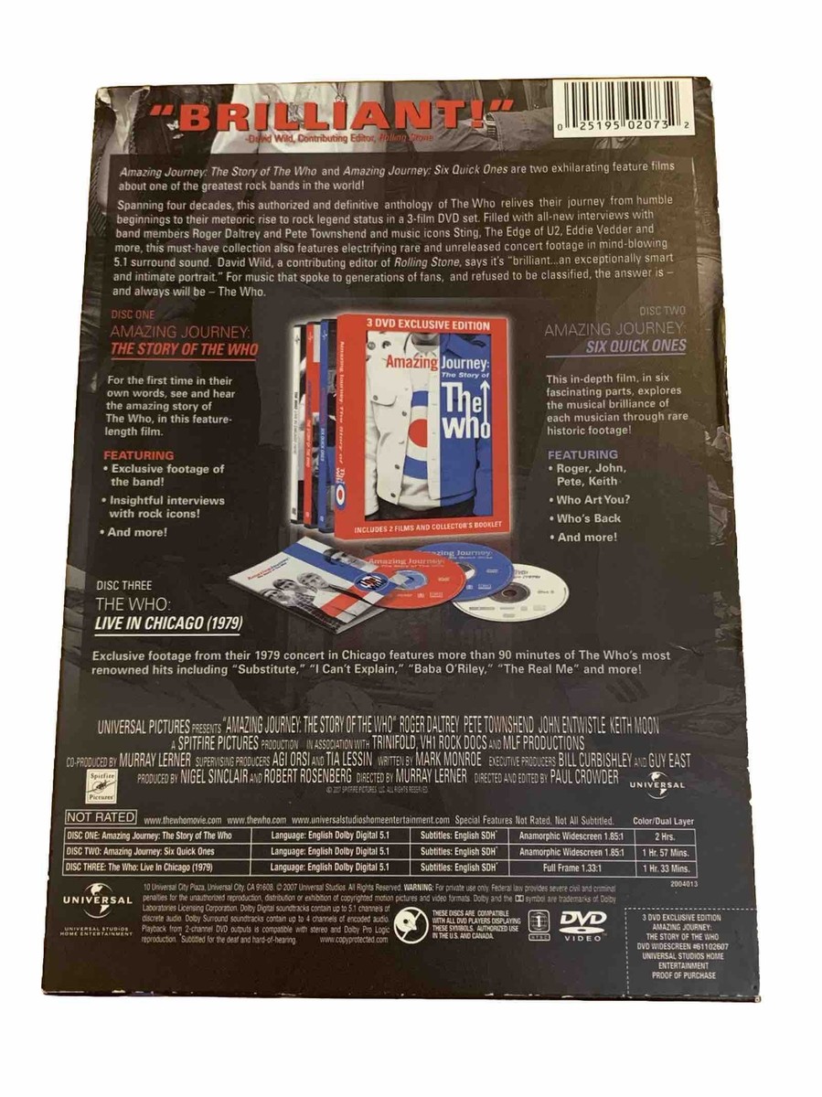 Amazing Journey: The Story of The Who (DVD, 2007) Exclusive Ed. 3