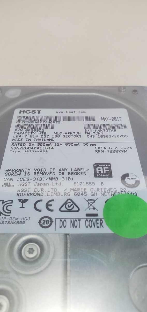 [624] HGST 4TB ✕２個　SET Amazon.com: HGST Ultrastar 7K4000 HUS724040ALA640 (0F14688