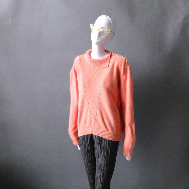 80s Sweater Vintage United Colors Sz M/L 1980s Peach Pastel