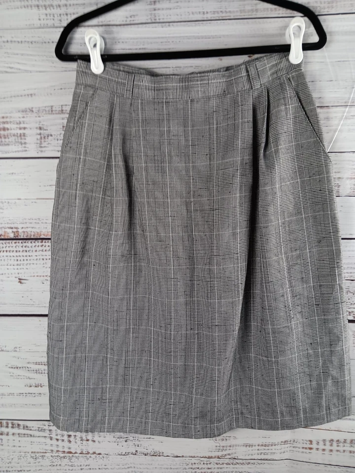 Falda TR Bentley Vintage Mujer 15/16 Gris Línea A Cremallera Hasta la Rodilla Pata de Gallo  Foto 2 de 4