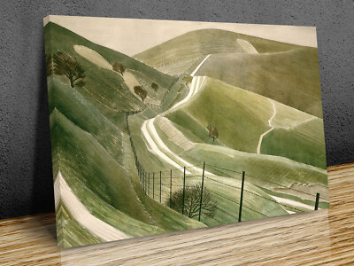Eric Ravilious chalk paths mounted canvas print