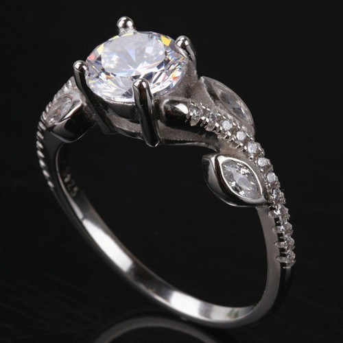 Anillo de 1,25 quilates corte redondo AAA CZ 925 plata para mujer 7 mm*7 mm flores rosa 4-9,5 - Imagen 6 de 6