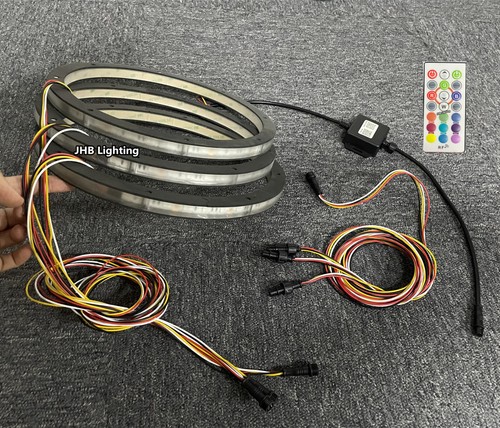 JHB 3PCS 8" RGB Color Change LED Remote APP Subwoofer Speaker Rings Lights Set - Picture 3 of 19