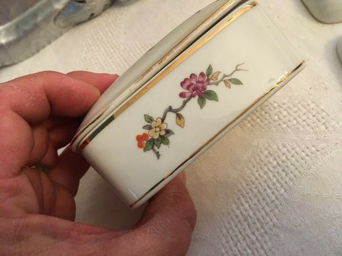 Vintage LIMOGES Cigarette/Trinket Box 2 Trinket Dishes/Ashtrays w/Peacock As Is - Picture 6 of 8