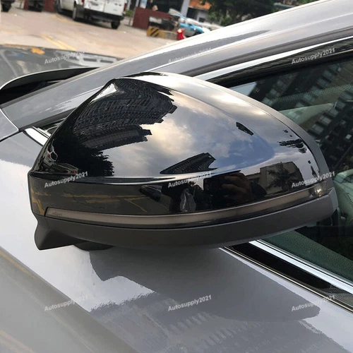 Glossy Black Mirror Cover Caps for Audi A4 B9 S4 A5 S5 RS5 2016+ W/ Lane Assist