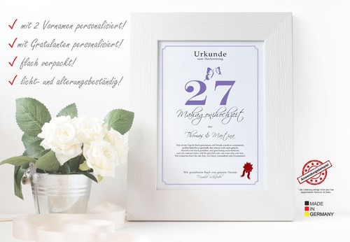 Hochzeitstag Geschenk Urkunde 1-80 Hochzeitstag Ehejubiläum wählbar - Bild 191 von 567