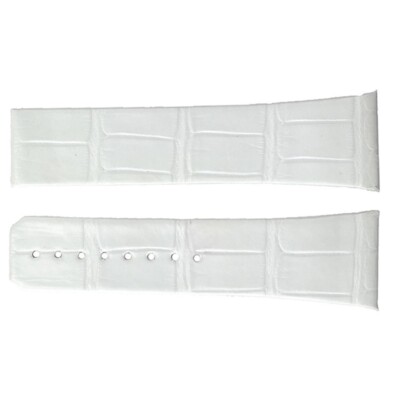 Omega New 24mm Inlet 7'' White Leather Strap With Pattern 98000334 For Sale