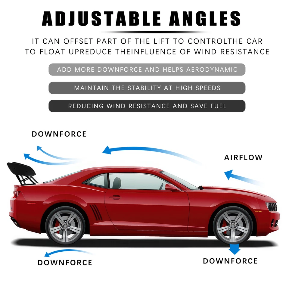 For 2015-2024 Polaris Slingshot 46" Rear Trunk Spoiler GT Rear Wing Matte Black - Image 4 of 4