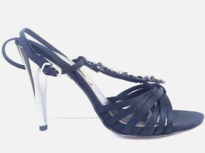 SCARPE SANDALO TACCO DONNA MANAS LEA FOSCATI 11750U RASO NERO