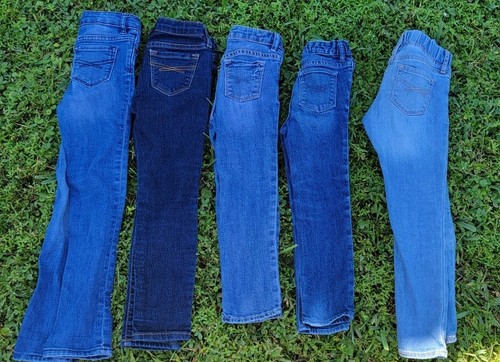 LOT Baby Gap Girls Mini skinny Skinny Stretch Denim Blue jeans Size 4/5 - Picture 2 of 5