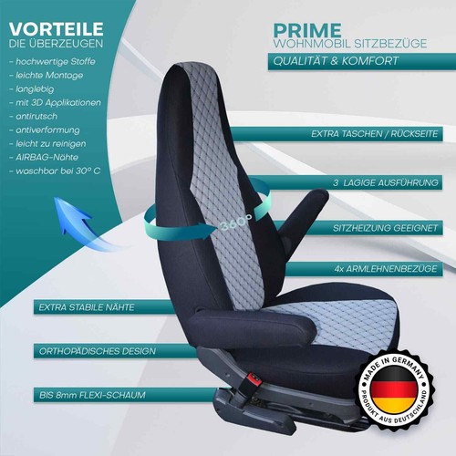 Fundas de asiento de autocaravana Pilot adecuadas para Chateau 550 (negro antracita) - Imagen 10 de 12