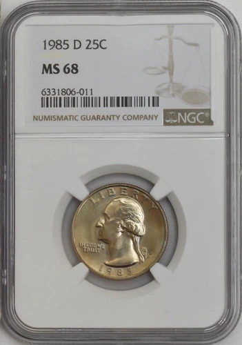 1985-D Washington Quarter 25c MS68 NGC 946624-32 ~ Pop 1, None Finer!