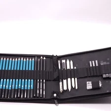 Norberg & Linden XL Drawing Set Kit Sketching Graphite and Charcoal Pencils Case