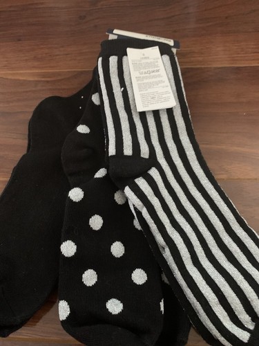 Gap Kids Girl Half Crew Socks Black Gray Silver Stripes Polka Dots Sz L 3-4 NWT - Picture 5 of 6