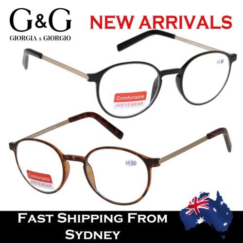 Women Men Reading Glasses Comfortable Oval Round Frame Black Brown +1.0~+3.5 - Picture 1 of 9
