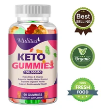 Keto Slimming Gummies 150,000mg Apple Cider Vinegar ACV Weight Loss 60 Gummy US