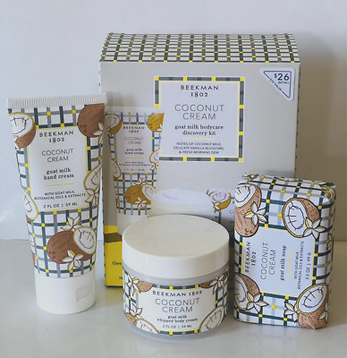 Beekman 1802 Goat Milk Coconut Trio Gift Set Kit Whipped Body & Hand Cream Soap