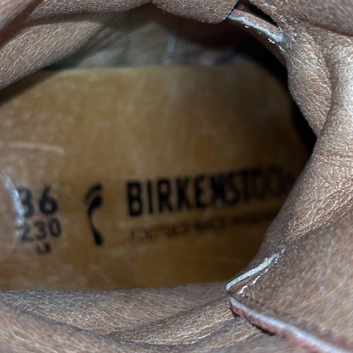 Birkenstock Leather Short Boots Wing Tip Women Size 23.0 Camel Lace-Up Shoes - Picture 9 of 9