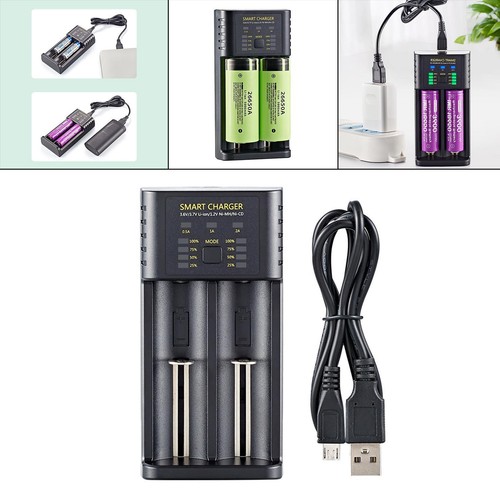Caricabatteria intelligente USB a 2 slot universale per ioni di litio/Imr