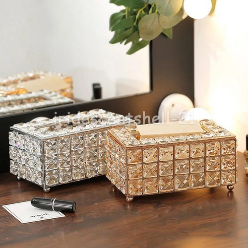 Crystal Tissue Box Holder Cover Crushed Diamond Diamante Effect Paper Dispenser - Picture 4 of 12