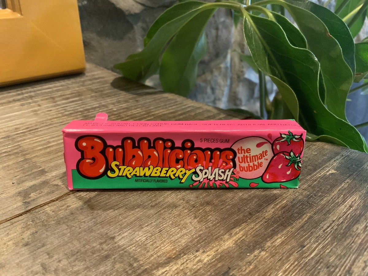 RARE Vintage 1990's BUBBLICIOUS Bubble Gum Strawberry Splash