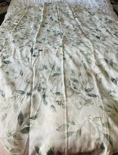 Damast Elfenbein Grün Blattmuster Oval Tischdecke 57” X 80” Keine Mängel