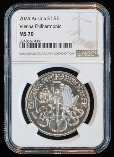 2024 Austria 1.5 Euro Vienna Philharmonic Silver 1ozt Fine (NGC MS70 MS 70)