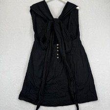 Free People Black Linen Cotton Blend Back Tie Mini Dress Large OB1041934