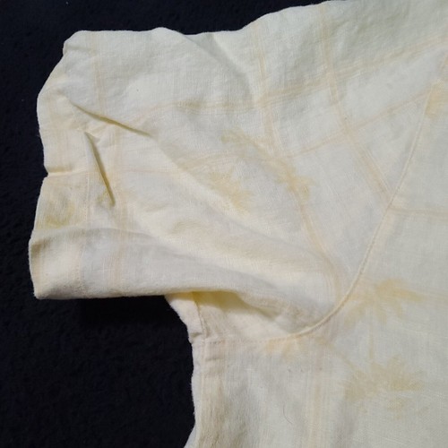 Camicia uomo Caribbean Joe con bottoni gialla taglia XL lino manica corta tasca - Foto 10 di 12