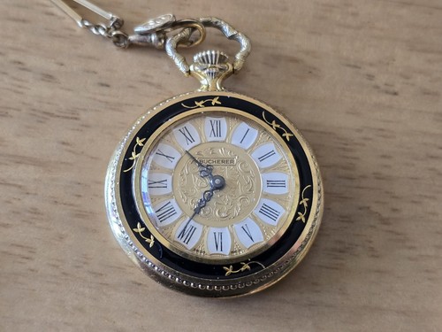 Vintage Bucherer vergoldete Emaille Front Blumen Design Swiss Made Handaufzug - Bild 2 von 5
