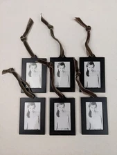 6 2x3 Inch Hanging Mini Black Metal Photo Frames with Transparent Window Cover
